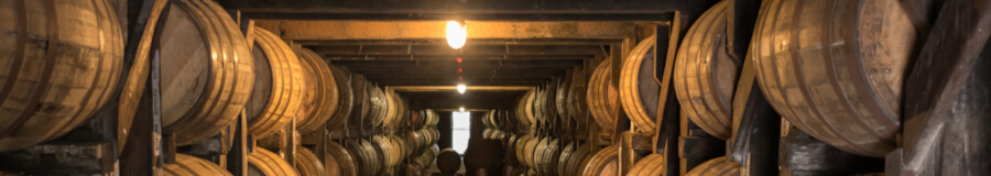 barrels in a distillery